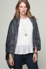 NEW GREY FAUX FUR SOFT KIMONO SCARF SHRUG WRAP USA SELLER