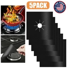 5-Pack Reusable Gas Stove Top Burner Cover Protector Easy Clean Non-stick Liner