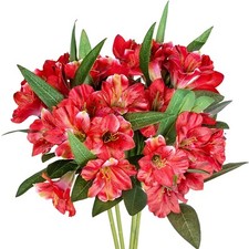 Alstroemeria Silk Flowers 18  Stems Artificial Bouquet Indoor Decoration, 4pcs