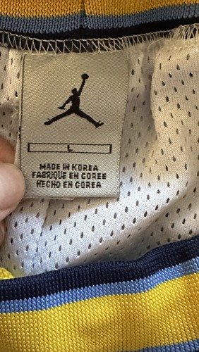 VINTAGE AIR JORDAN Basketball Wings Logo Jumpman Shorts Blue/White/Yellow L16/18 - Picture 9 of 10