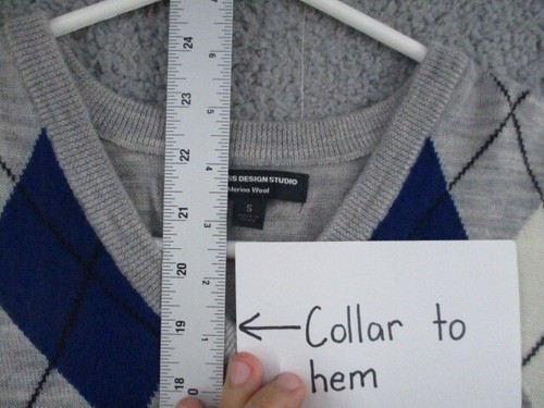 Express Design Studio Sweater Vest Mens Small Gray Blue V-neck Merino Wool - Picture 3 of 10