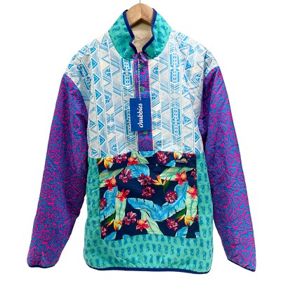 Chubbies Men's Multicolored Reversible Pullover Print Sherpa Jacket Size Medium