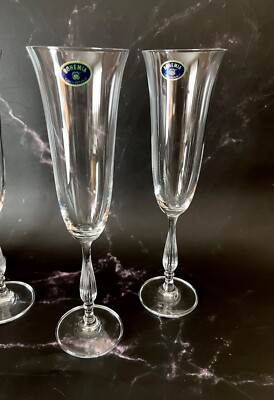 Champagne Flute Set of 6 Wine Water Goblet 6oz/ 190ml Czech Bohemia Crystal Gift