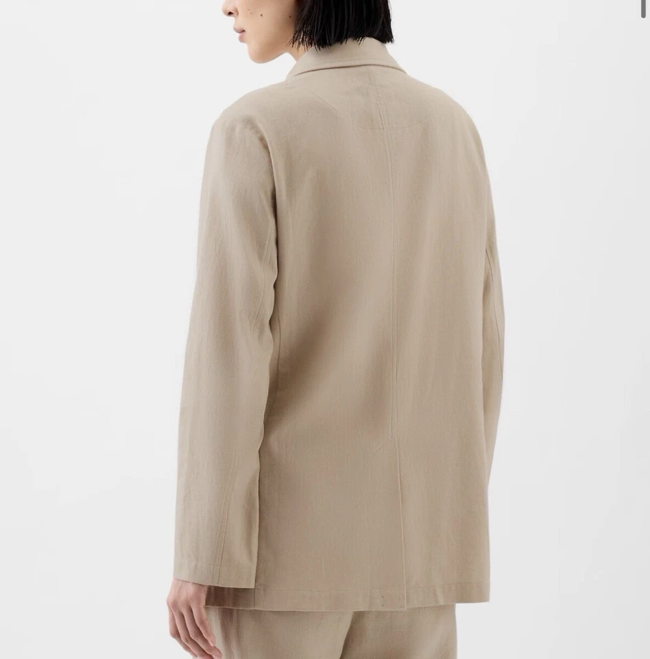 Blazer para mujer nuevo con etiquetas Gap lino x cuadrado talla XL Preppy costero informal minimalista caqui Foto 2 de 4