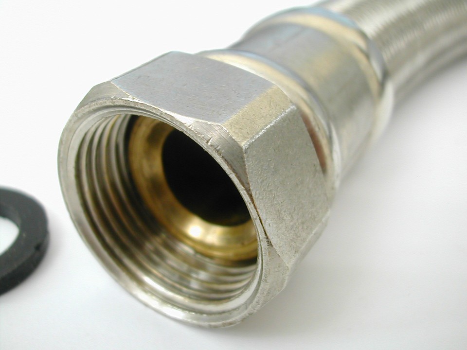 22mm x 3/4" BSP Large Bore Flexible Tap Connector Flexi Hoses (2 Pack