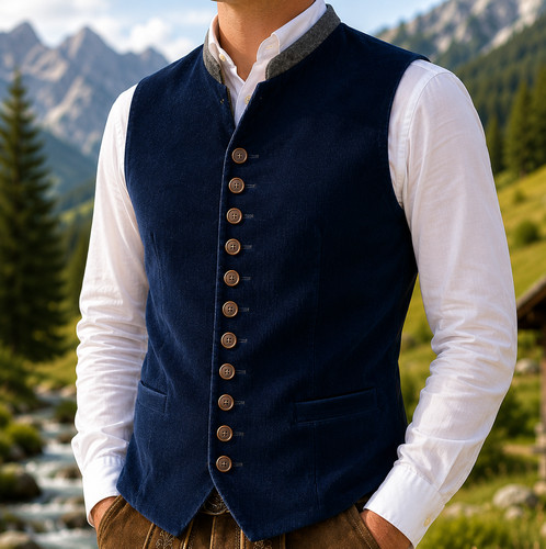 2964 Garmisch - Men's Traditional Vest - Blue/Grey - Size 46 -