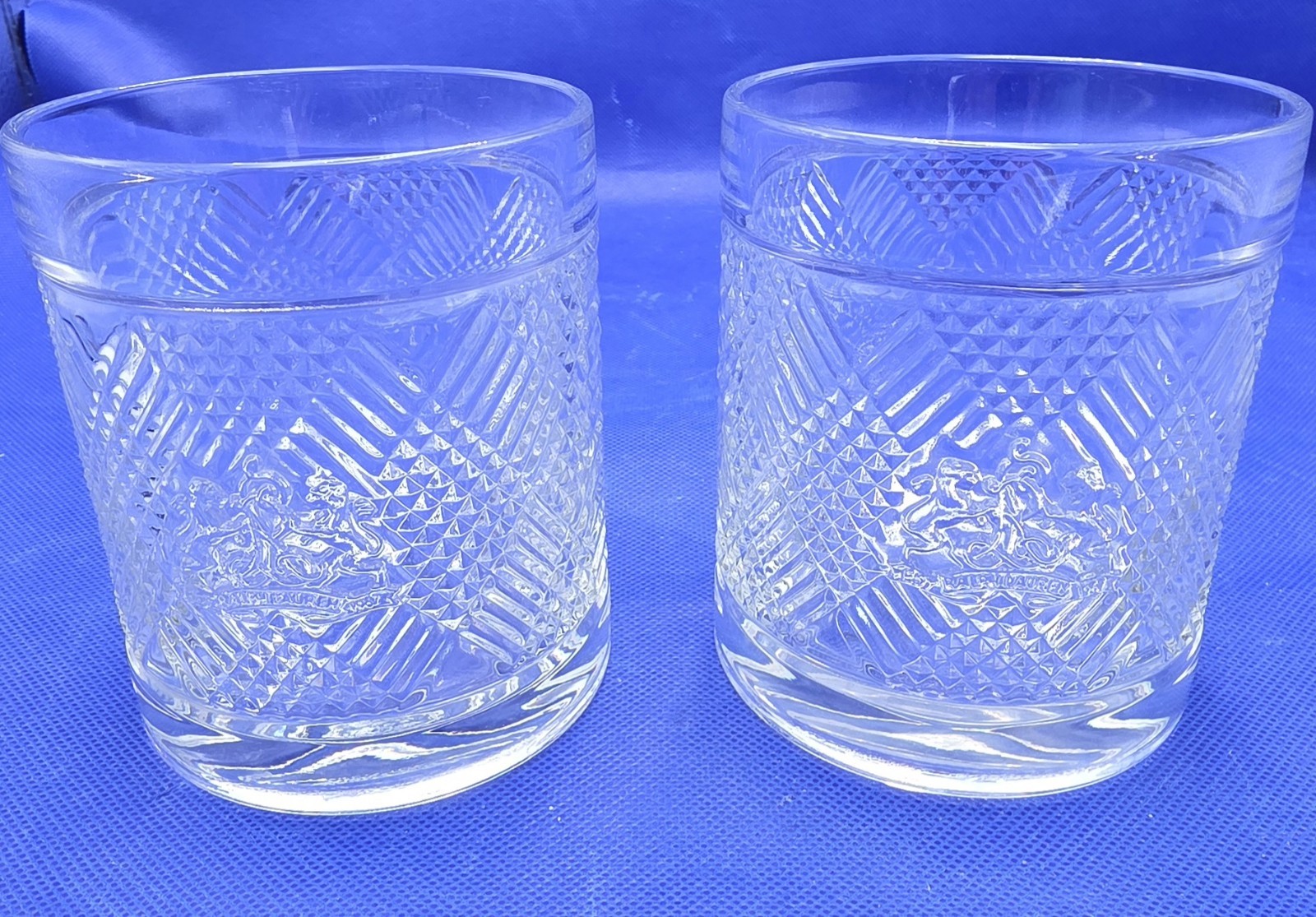 2 Ralph Lauren Argyle Safari Lion Crystal Double Old Fashioned Tumblers