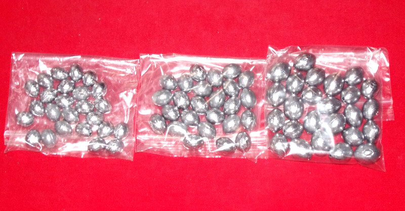 egg fishing sinkers 3/8, 1/2, 3/4 oz, USA lead weights, inline slip shot doit