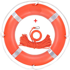 Life Preserver Ring 23"/28", Boat Safety Throw Rings with Bracket, Orange Buoy w