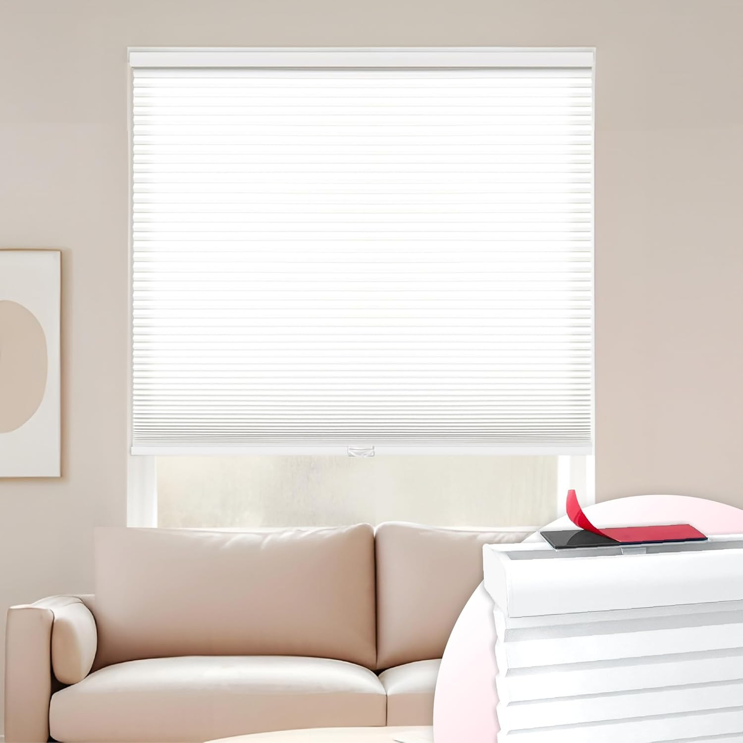EZ Stick Cordless 1" Light Filtering Cellular Shade, 32" W x