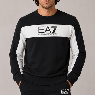 Emporio Armani Herren Pullover Gr. L Schwarz Vintage EA7 Sweater Sweatshirt