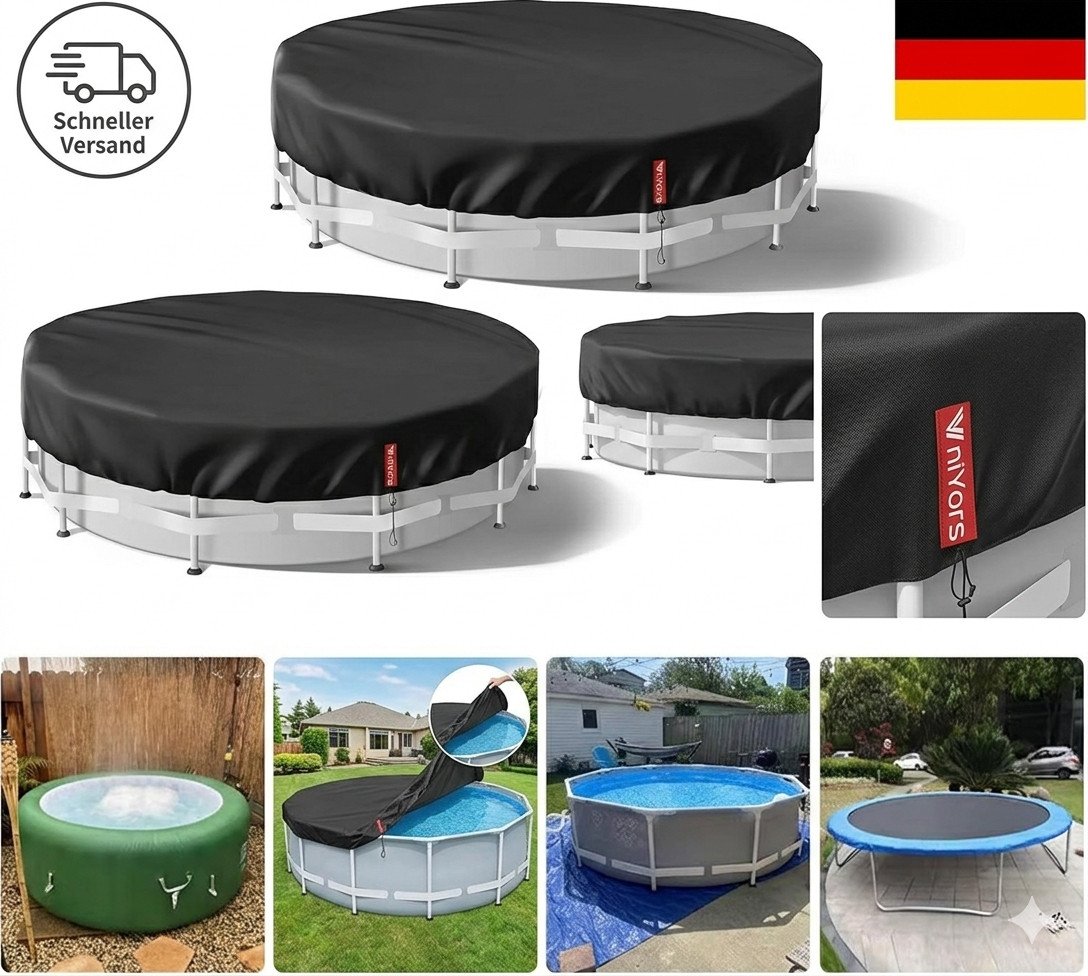 Cubierta de piscina redonda 550, cubierta de invierno de piscina Pu 420D engrosada, protección UV Poola