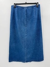 Eddie Bauer Vintage Y2K 90s Denim Jean Skirt Midi Straight Cotton Cottagecore 16