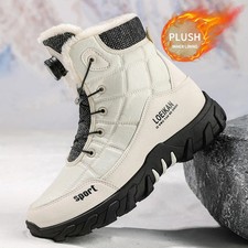 Winter High-Top Men Fleece-Lined Thickened Snow Boots Outdoor Warm Hiking Shoes