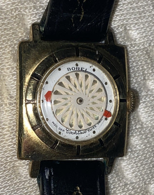 Vintage Ernest Borel Cocktail Watch 20 Microns Gold Tone Kaleidoscope Dial WORKS