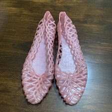 1980s Pink Jelly Shoes Pink womens Size 6 Not Sticky