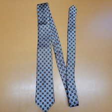 Stafford Mens Silk Tie Brown Blue Geometric Pattern Necktie