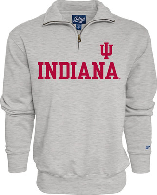 Men'S Indiana Hoosiers Quarter Zip Sweatshirt Grey, Grey, Large