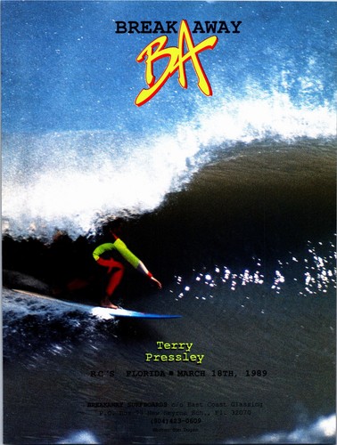 Terry Pressley Break Away BA Surf Boards Print Ad Wall Art Decor Ephemera