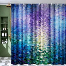 Artsy Shower Curtain w/Hooks, Abstract Impressionism Series Inspired by Monet