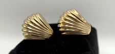 14k .585 Gold SEASHELL Ribbed-Style Earrings 19.2mm x 18.2mm , 2.1g, FREEgfBx 5