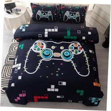 Podol Gamer Comforter Set Size Block Gaming Bedding Set for Boys Twin Dark Blue