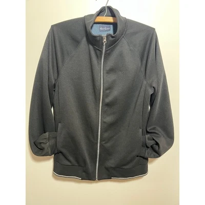 Robert Graham Mens Black Full Zip Track Jacket Mock Neck Tipped Trim RG Logo M - Image 1 of 4