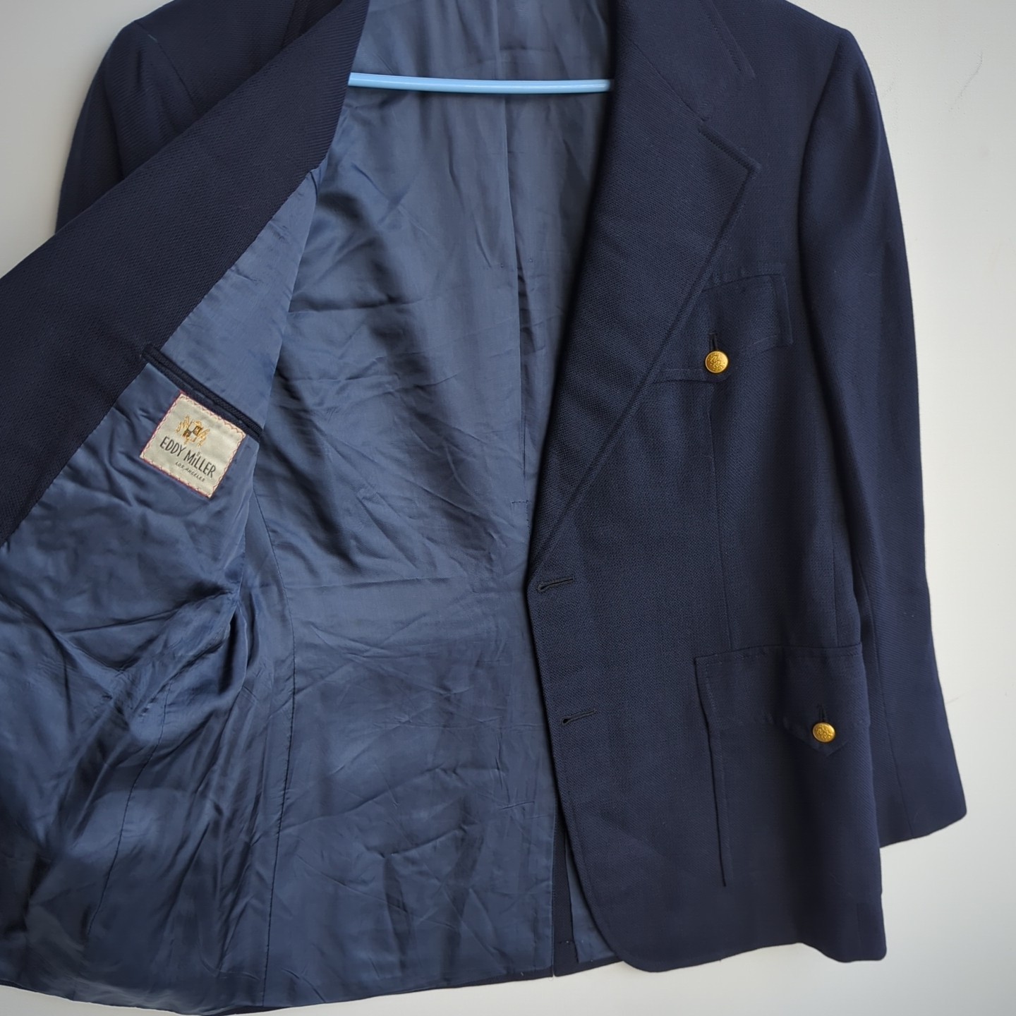 EDDY MILLER Vtg 60s 70s Navy Blue BLAZER SUIT COAT JACKET Men's 42R