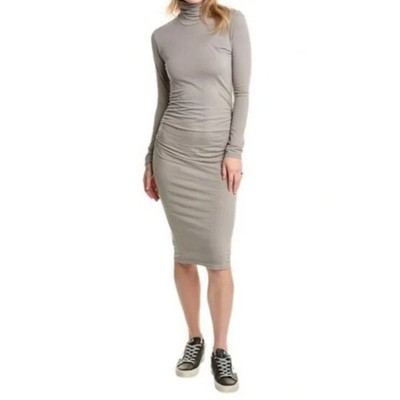 James Perse Standard NWT Long Sleeve Midi Turtleneck Dress Concrete Gray Sz 0
