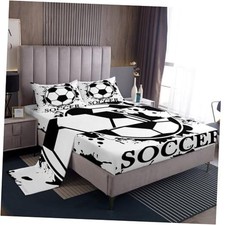 Soccer Bed Sheets Tie Dye Sheet Set for Kids Boys Twin Black White Tie-dye
