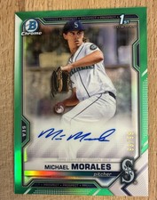 2021 Bowman Draft Chrome Pick Green Refractor 63/99 Michael Morales Auto