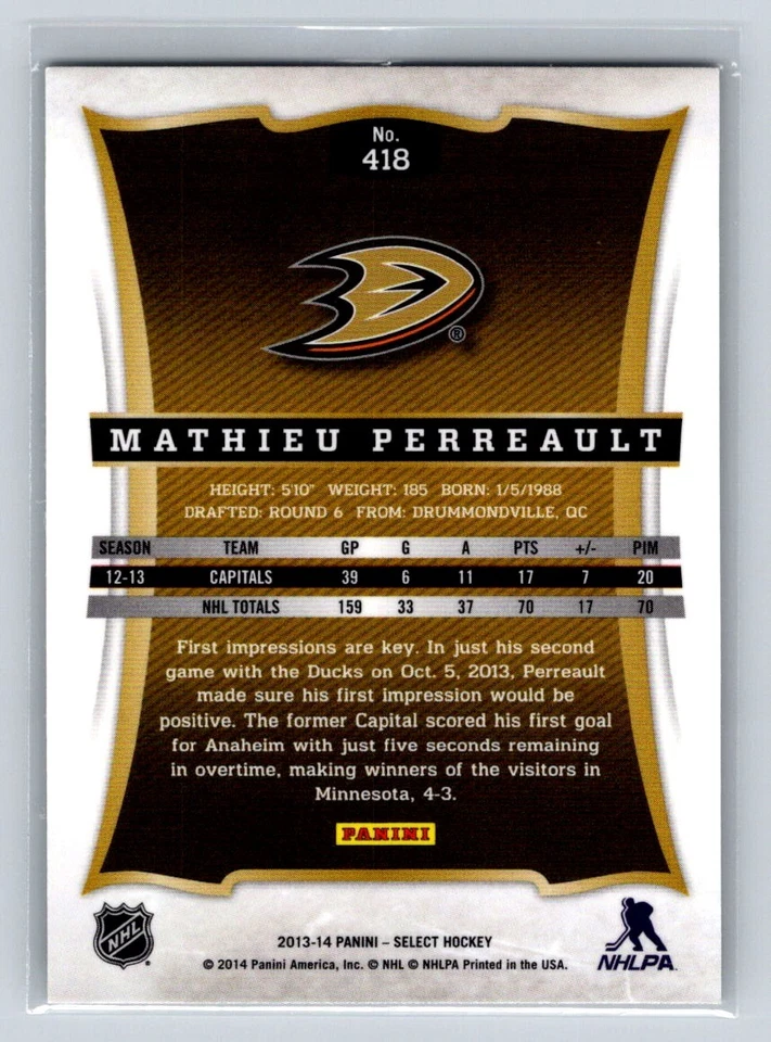 2013-14 Rookie Anthology Select Update Spring Expo Cracked Ice Mathieu Perreault - Image 2 of 2