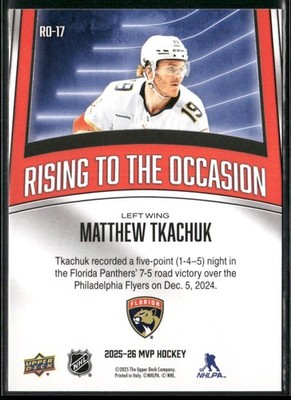 2025-26 Upper Deck MVP Hockey Matthew Tkachuk Rising To The