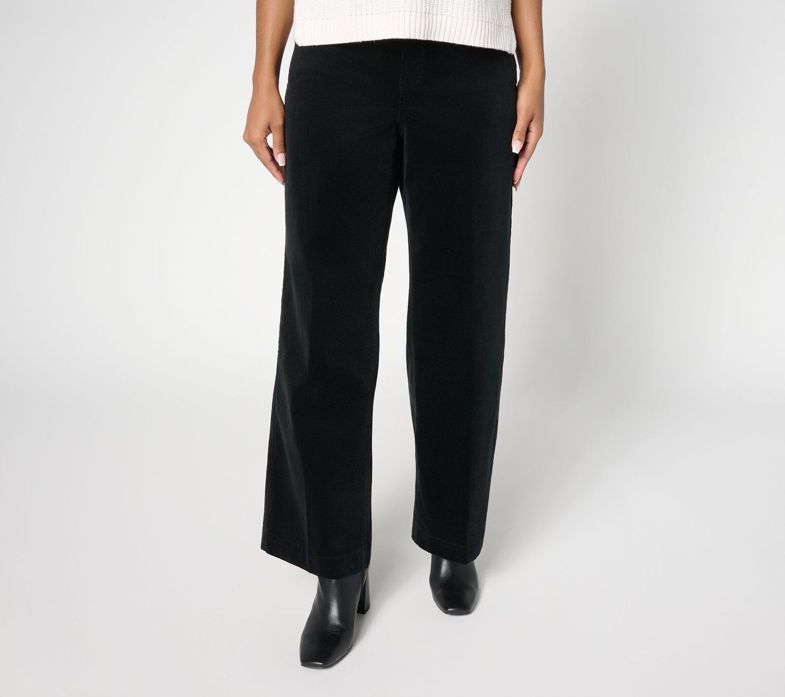 NYDJ Women's Pants Sz 10 Teresa Wide-Leg Corduroy Black A705671