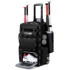 GOTECH Rolling Baseball Bag,Wheeled Softball Bag with Fence Hook for TBall Ba...