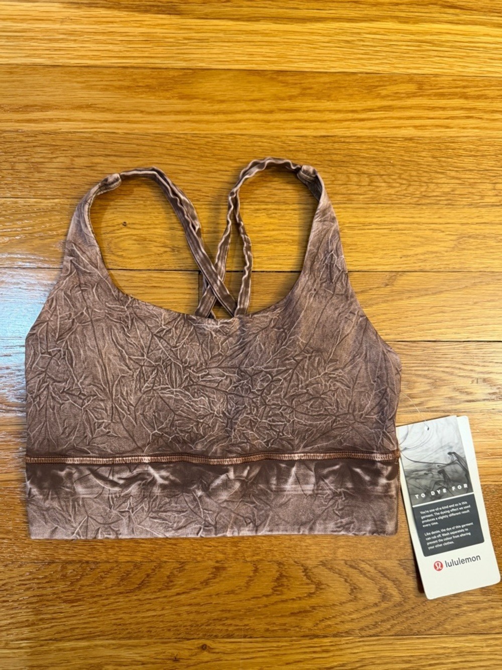 Lululemon Energy Bra Long Line Ice Dye Ice Wash Brown Earth - Size 4 NWT (New)