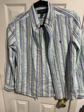 Polo Ralph Lauren Shirt Boys Large 14-16 Green Striped Long Sleeve Button Down