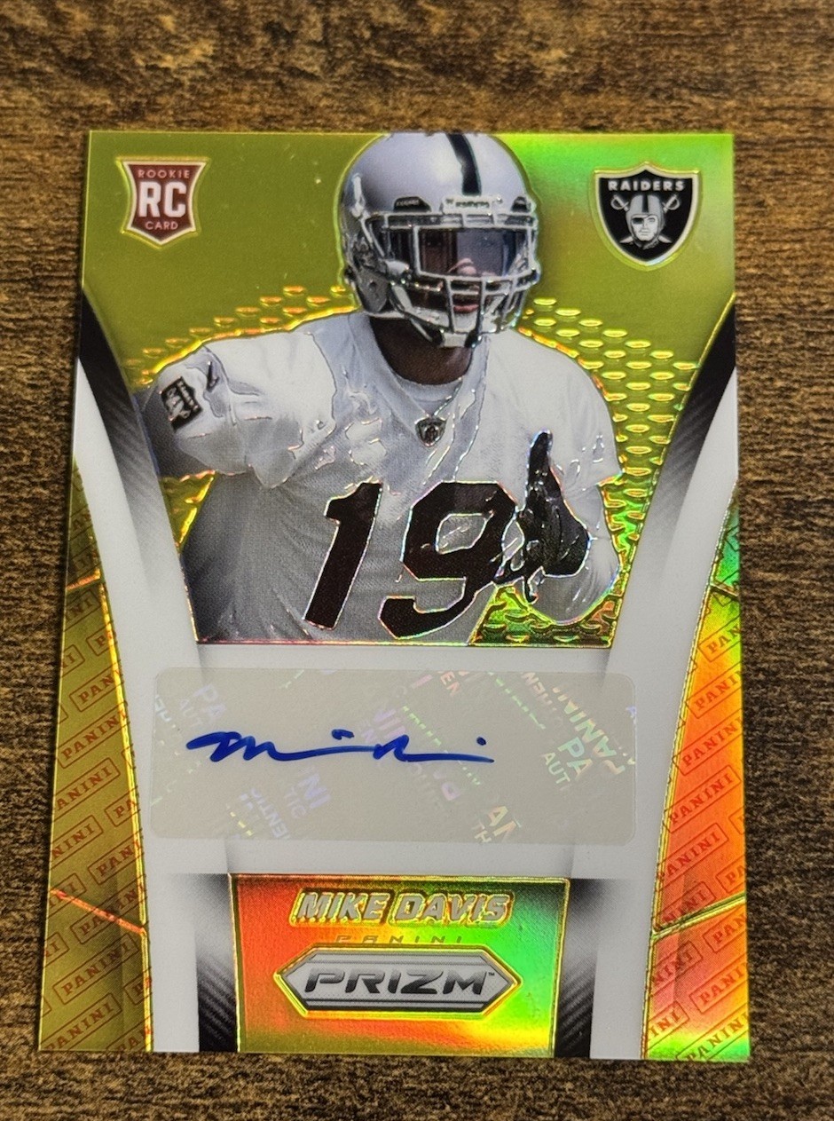 2014 PANINI PRIZM MIKE DAVIS GOLD LOGO ROOKIE AUTO /50 RAIDERS RC SSP FREE SHIP view 1
