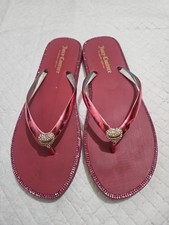 Juicy Couture Flip Flop Sandals Pink Rhinestone Heartstone