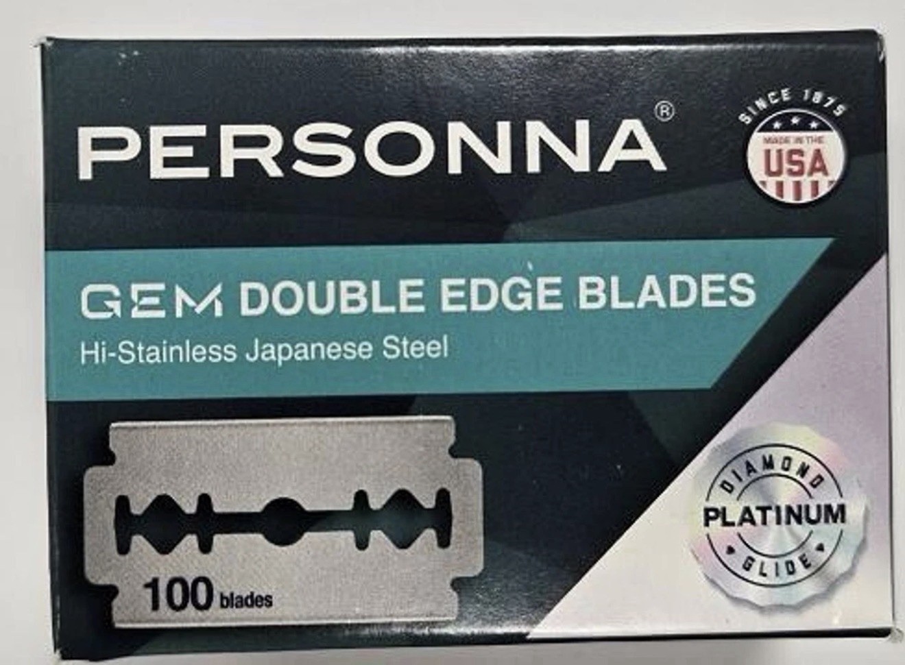 Personna Platinum Diamond Glide Coated GEM Double Edge 100 DE Blades Made In USA