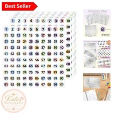 Consecutive Number Labels 1-100 - 3000 Vinyl Stickers for Indoor/Outdoor Use
