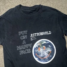 Astroworld T Shirt Mens S Travis Scott Put On A Happy Face Down To Earth 2018