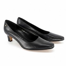 Vintage Etienne Aigner Pumps Womens 8.5 Black Leather Smart Kitten Heel Spain