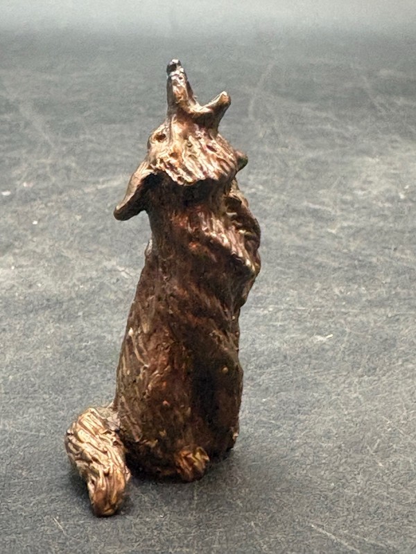 Vintage Cast Metal Howling Coyote Figurine