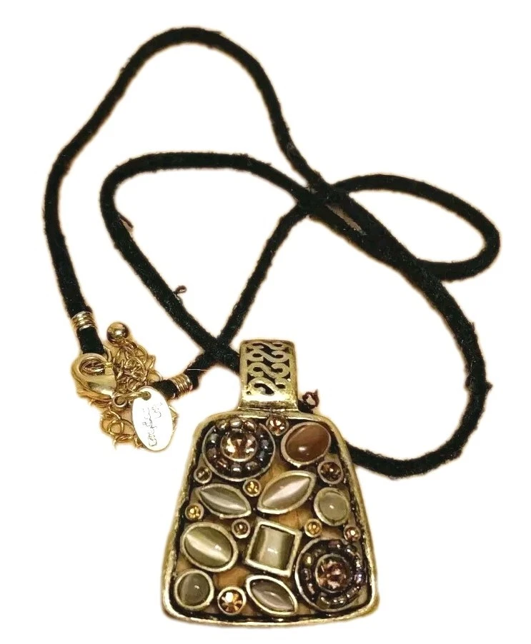 Lia Sophia Pendent Necklace "Tapestry" 1.25" Amber Accented Pendant  - Image 3 of 4