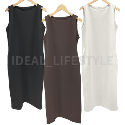 UNIQLO Crepe Jersey Sleeveless Dress S-3XL Boat-Neck Long Women 484250 NWT | eBay UNIQLO Crepe Jersey Sleeveless Dress S-3XL Boat-Neck Long Women 484250 NWT | eBay
