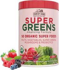 Organic Super Greens Berry Flavor, 50 Organic Super Foods, Packed with Fiber, US