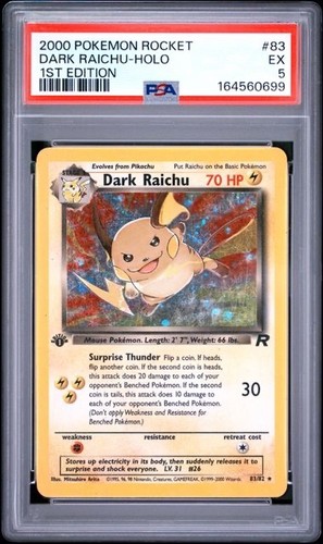 Dark Raichu (1st Edition) graded PSA 5 for sale on eBay