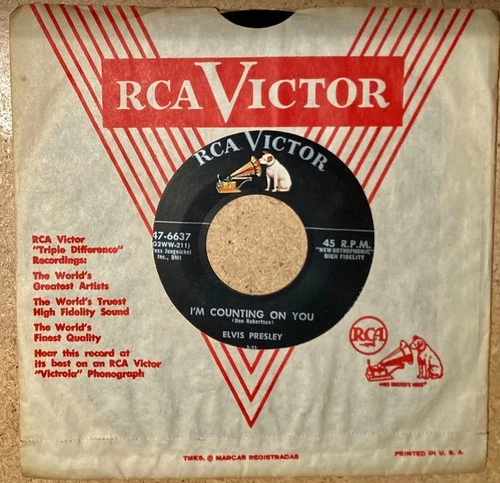 ELVIS PRESLEY 1956 Unplayed NM I'm Counting On You RCA 45 and RCA sleeve