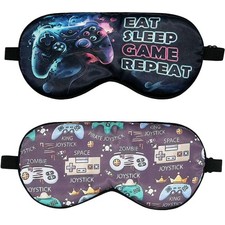 2 Pcs Boys Sleep Mask, Blackout Silk Eye Cover for Kids Adults Travel